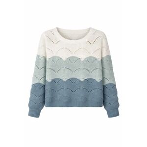 Heine Ajour Chunky German Sweater Size 14 Gradient Ombré Stripes Easter Spring